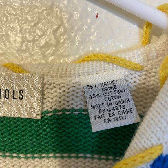 Vintage Lisa Nichols Easter Egg Patchwork Ramie Cotton Holy Week Holiday Sweater - Picture 6 of 10